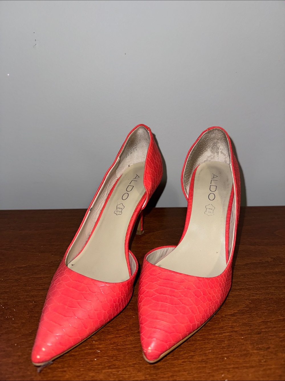 ALDO Coral-Red Pointed Toe Pumps